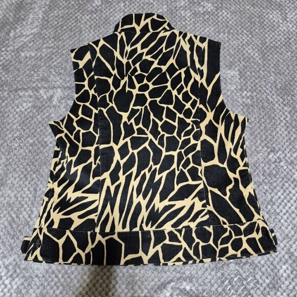 Carlisle Vest Animal Print Women Black Camel Full Zip Front Western Boho - Picture 2 of 7